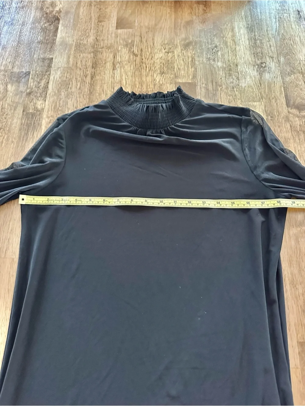 Anne Klein Black Mock Neck Top with Sheer Long Sleeves - Picture 8 of 10